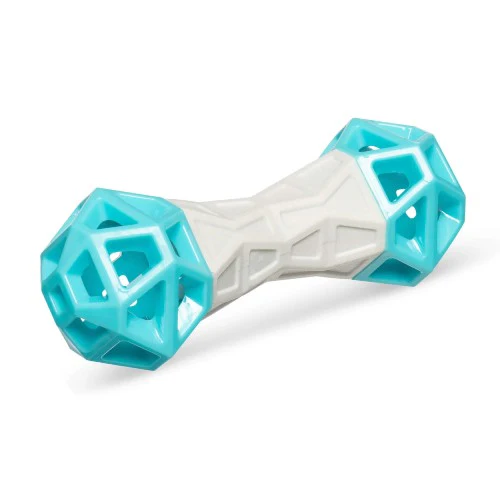 Messy Mutts "Totally Pooched, Flex 'N Squeak" Jouet os en caoutchouc pour chien, Bleu – Image 2