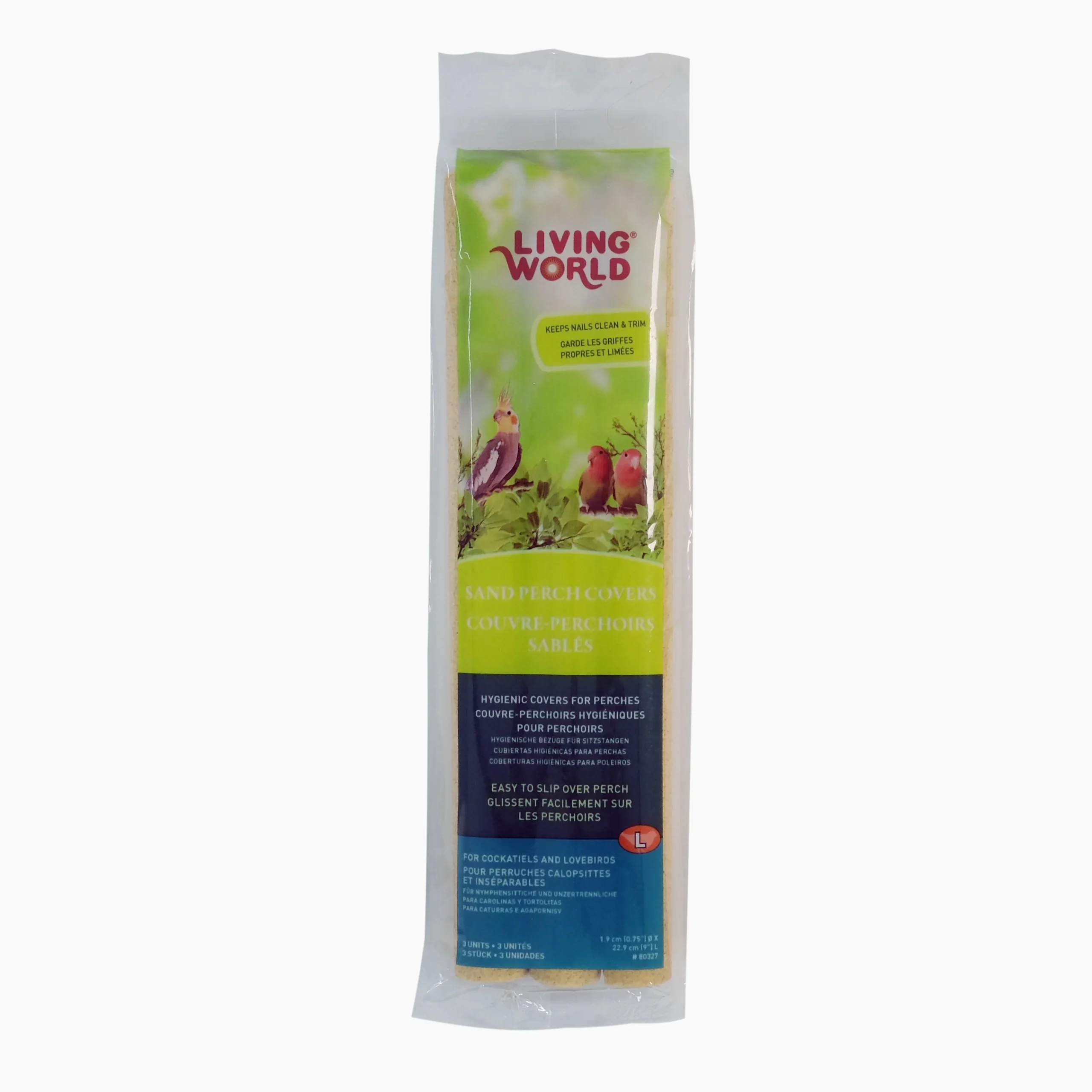 Living World couvre-perchoirs sablés pour perruches calopsittes paquet 3
