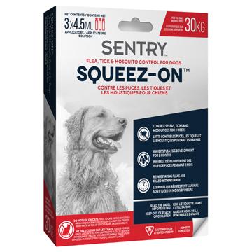 Sentry boite de 3 tubes à presser topique anti-puces et anti-tiques pour chien pesant plus de 30 kg